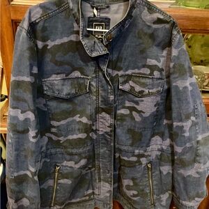 GAP Women’s Navy Camouflage Denim Field Jacket XXL